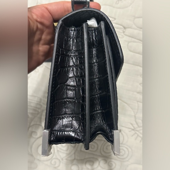 NEW The Kooples EMILY SMALL CROCODILE-EFFECT BAG BLACK LEATHER Silver - Picture 8 of 15